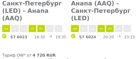 S7 - расписание нового рейса в Анапу из СПб | atnspb.ru